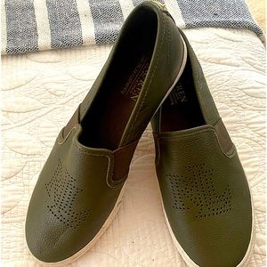 Ladies beautiful green Ralph Lauren slip ons.  Sz 9.